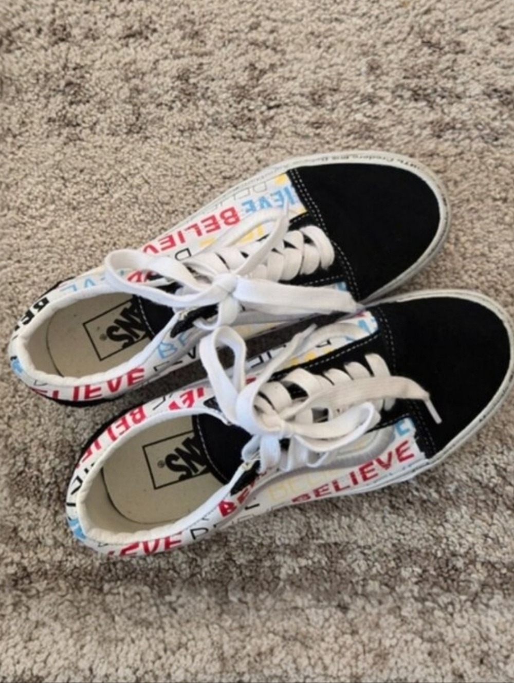 Vans Old Skool Believe Black Red and White Believe Sneakers Men's Size 5.5